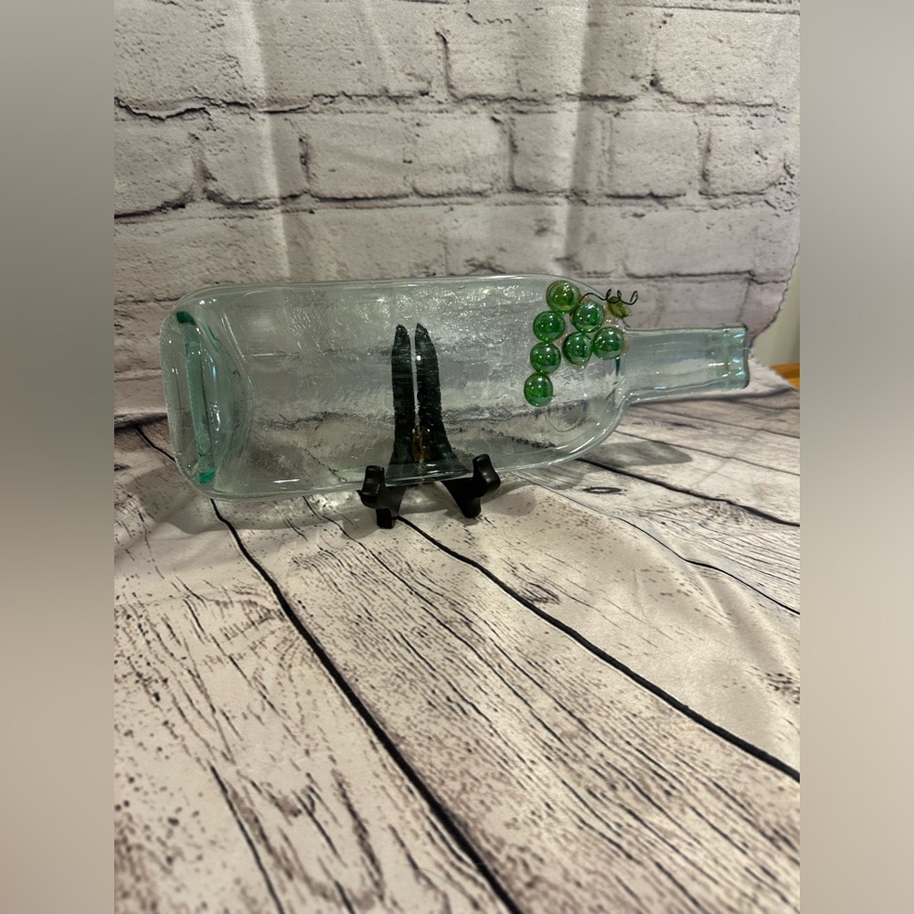 Handcrafted Artist Flatten Glass bottle cheese platter